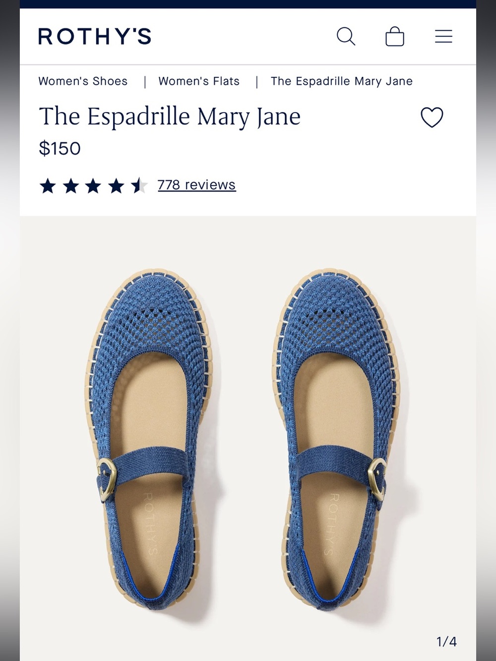 Rothy's The Espadrille Mary Jane - Blue